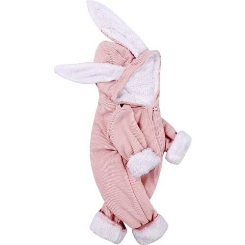 Autumn Winter Baby Clothing Sets Newborn Baby Boys Girls Bunny Ears Romper Long Sleeve Clothes Rabbit Overall Zip Warm Jumpsuit