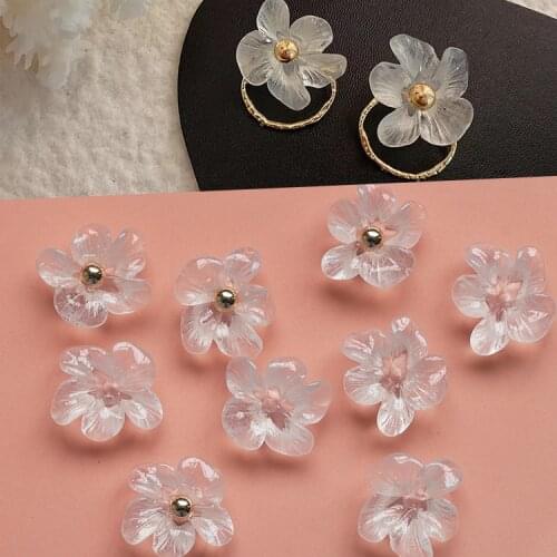 10 PCS 25mm Translucent Flowers Connectors Resin Hairpin Earrings Accessories For Jewelry Making