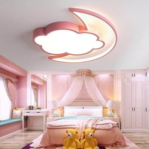 Ceiling Lamp Moon Childrens Room Light Modern Dimmable with Remote Control Chandelier Boy Girl Bedroom Decoration Indoor Office
