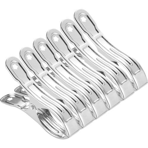 Lot Household Clothespin Multipurpose Stainless Steel Clips Clothes Pins Pegs Holders Food bag Clip Clothing Sealing Clamps