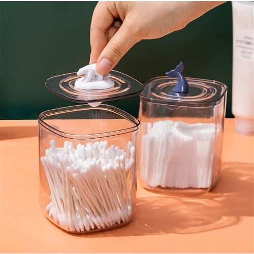 Transparent Cotton Swab Holder Cute Animal Makeup Sponge Organizers Plastic Cosmetics Storage Case for Lipstick Beauty Egg Ball