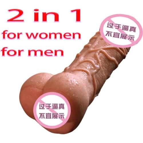 2 In 1 Realistic Dildo Girl Anal Massage Hollow Penis Backyard Plug Male Masturbator for Men Women Adult Sex Toys for Couple
