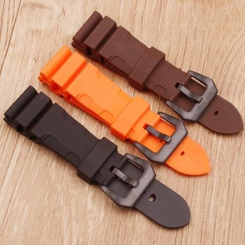 Watch accessories sweat-absorbent silicone strap for Panerai 1950 series PAM00616 00682 waterproof rubber 24mm mens watch belt