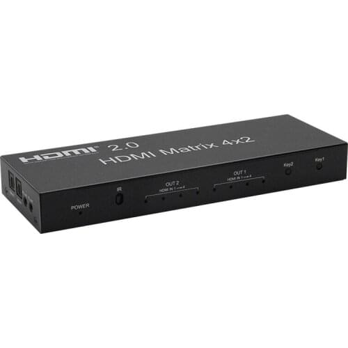 HDMI-Compatible Matrix Splitter, 4 Inputs and 2 Outputs 4K@60Hz Hd Switcher That Supports Remote Wake-Up