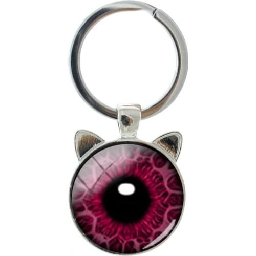 TAFREE Personality Color Eye Pattern New Trend Cat Ear Keychain Novelty Handmade Silver-plated Men And Women Accessories