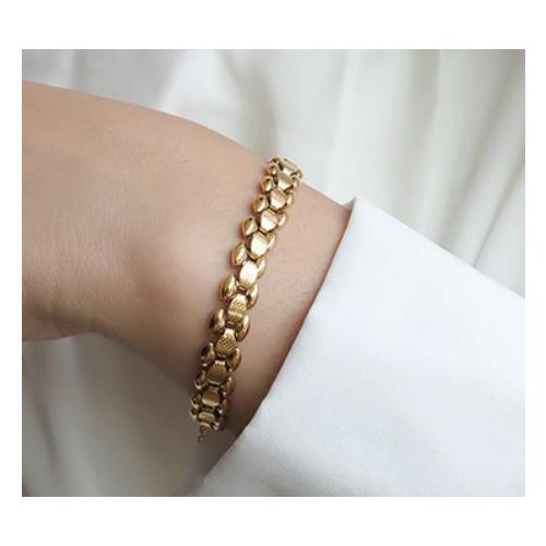 Titanium With 18 K Gold Watch Band Chunky Bracelet Women Jewelry Party T Show Runway Chic Gown Japan South Korea Fashion