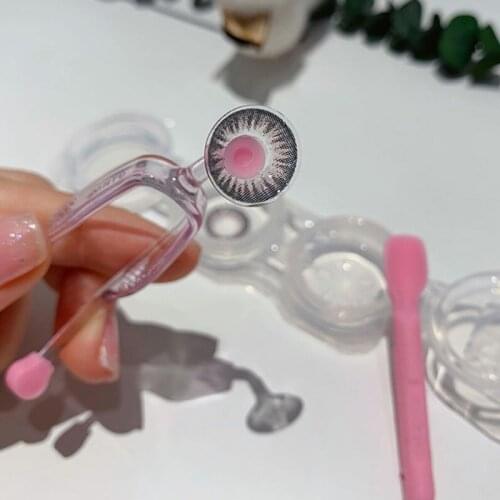 Eye Care Contact Lenses Inserter Remover Silicone Soft Tip Tweezer Stick Case Set Wearing Tools Q1FA