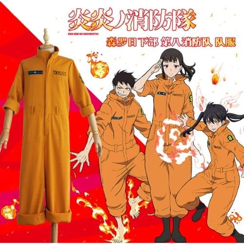Fire Force Enen no Shouboutai Special Fire Force Company 8 Shinra Kusakabe Maki Oze Uniform Outfit Anime Cosplay Costume C012