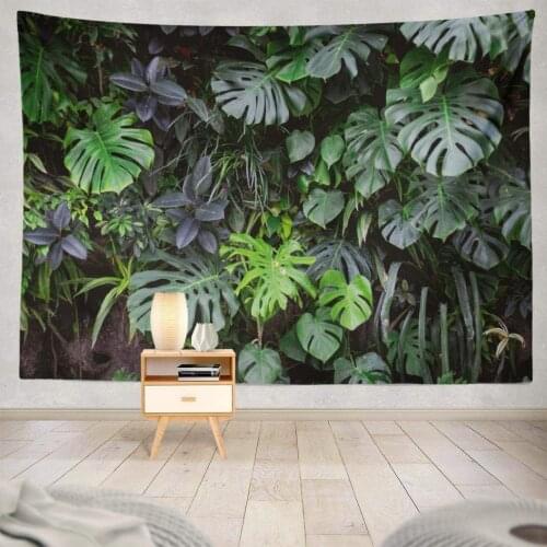 Jungle Plant Designed Garden Flower Vertical Tablecloth Leaf Green