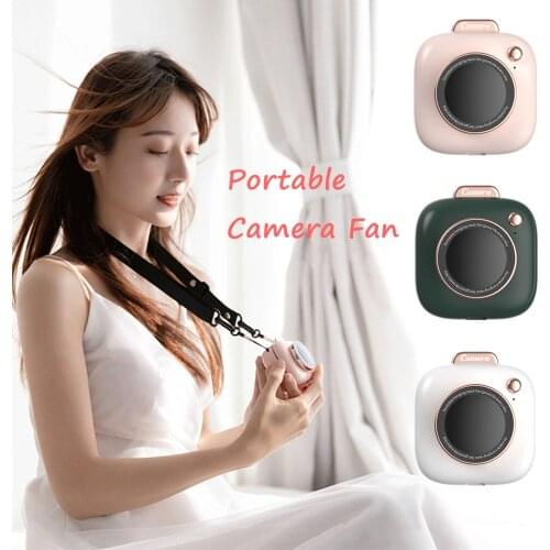 Hanging Neck Mini Fan Cute Pocket Camera Fans Rechargeable Air Cooler Mute 3 Speed Portable Waist Fan For Outdoor Lanyard Fan