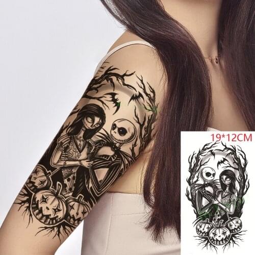 Waterproof Temporary Tattoo Stickers Skull Halloween Pumpkin Lantern Branches Fake Tatto Flash Tatoo Body Art for Women Men
