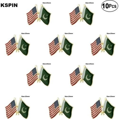 U.S.A.& Pakistan Lapel Pin Flag badge Brooch Pins Badges 10Pcs a Lot