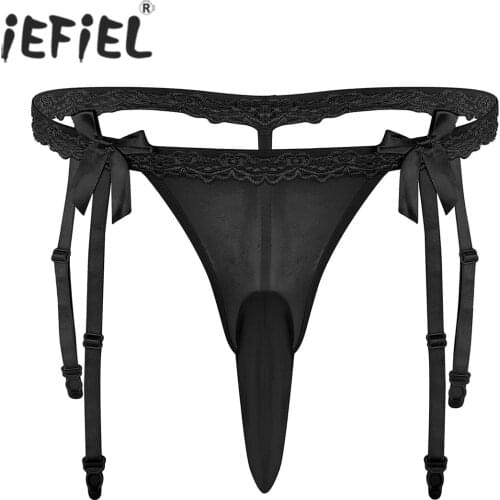 Closed/Open Penis Sheath Mens Lingerie Sexy Panties Lace Bikini Briefs Open Back Stretch Sissy Thong Jockstraps T Back Underwear