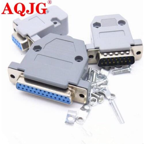 1sets D-SUB /DB25 Male Female 25 core needle with shell Plastic Cover Housing Hood DB9 DB15 Male Female With Shell