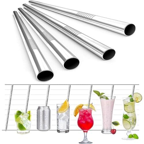 1/3Pcs Extra Wide Straw Reusable Stainless Steel Drinking Straw Metal Straw For Smoothies Tapioca Pearls Milk Tea Juice Bar Tool