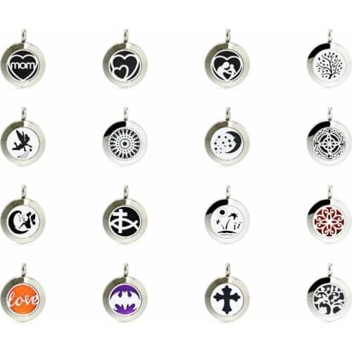 1PCS Flower Butterfly Angel Paw 20mm Stainless Steel Diffuser Aromatherapy Perfume Locket Pendant Necklace Free 10pcs Pads