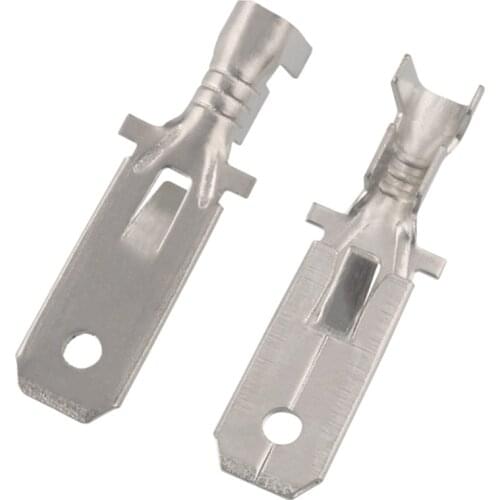 100pcs/200pcs H62 brass tinned 6.3mm DJ611-6.3A car terminal Automotive connector male terminal