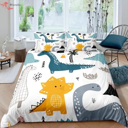 Kids Cartoon Animal Bedding Set Dinosaur Duvet Cover Soft Comfortable Quilt Covers Pillowcase No Bed Sheet Single King 2/3Pcs