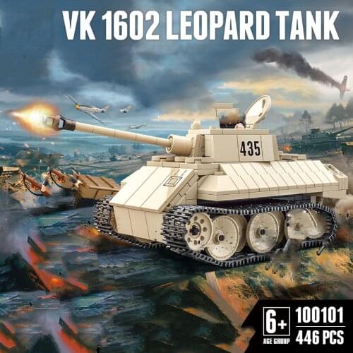 446pcs WW2 Military VK1602 Leopard Tank Model Building Blocks Weapon German Light Tank Bricks Sets Toys For Children Boys Gifts