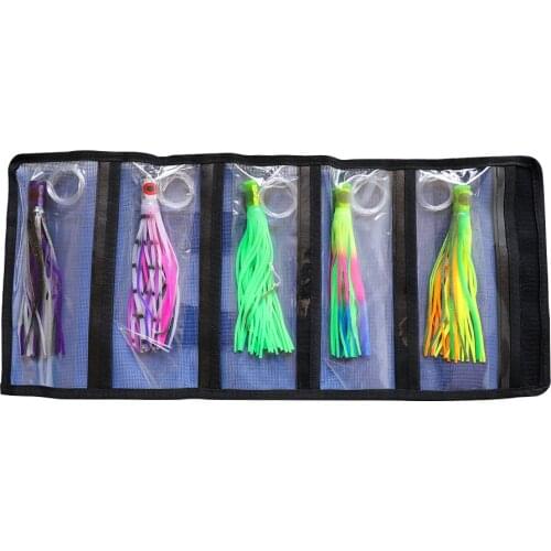 5 pcs Rigged Marlin lures with mesh bag Tuna Kingfish Big Game Octopus skirt Lures Ocean Boat Trolling fishing Lures