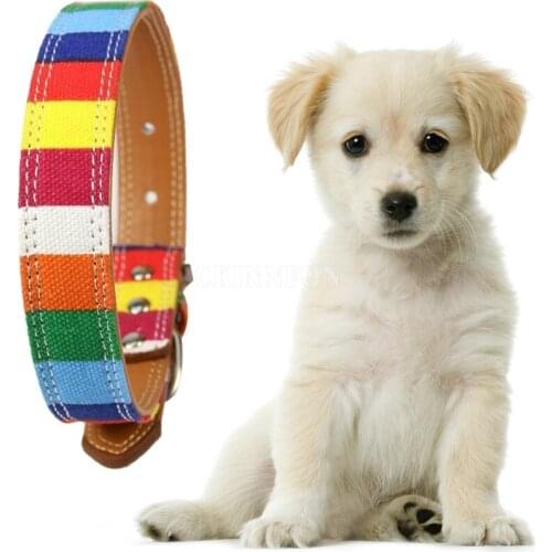 50Pcs/Lot Puppy Designer Colorful Leather Dog Set Collar