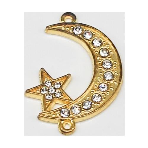 50PCS Gold Religion Muslim Islamic Allah Charm Rhinestone Pendant Necklace Bracelet DIY Jewelry Making Handmade