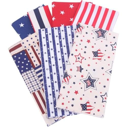 7Pcs 25*25cm US Five-star Flag Sewing Supplies Nordic Style Cotton Patchwork Cloth DIY Handmade Flower Pattern Sewing Fabric