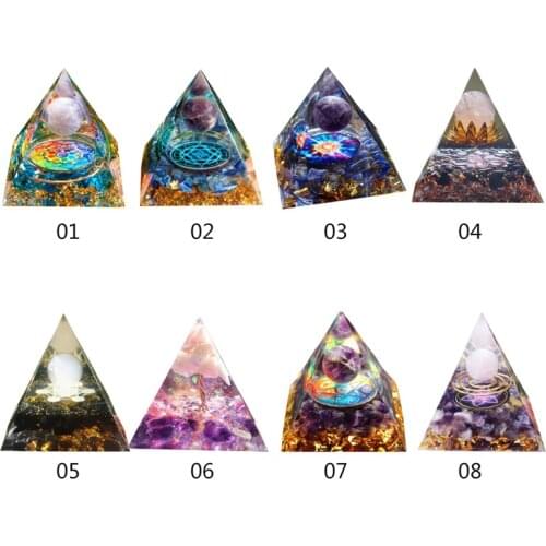 Amethyst Crystal Sphere Pyramid Obsidian Chakra Energy Orgone Stone Home Office Desk Decoration