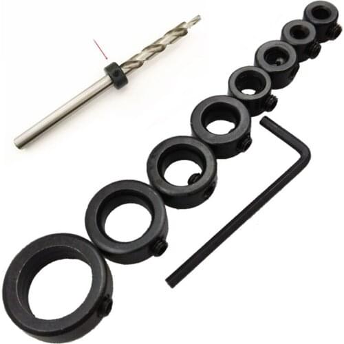 8Pcs/Set Woodworking Drill Bit Depth Stop Collars Ring Positioner Drill Locator wood working drill bit set Locator