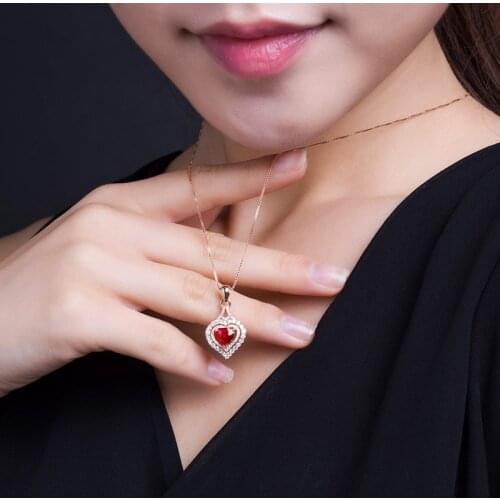 DIWENFU Real 14K Rose Gold 45cm Necklace Bizuteria Pendant Females Pierscionki Jewelry 14K Rose Gold Colgante Ley Mujer Pendant