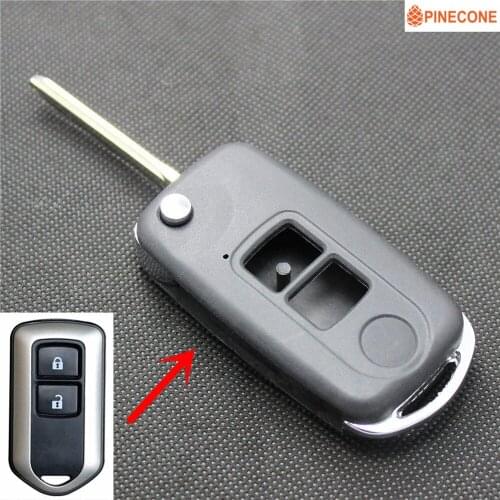 PINECONE Key Fob Case for TOYOTA CAMRY PRADO HIGHLANDER YARIS VIOS Key 2 Button TOY43 Blade Repair Modified Remote Car Key Shell