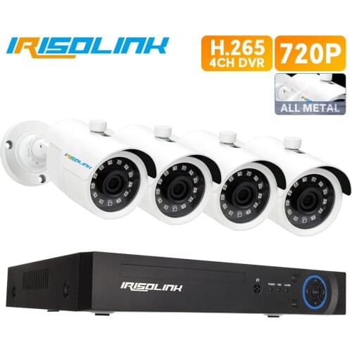 Irisolink CCTV Camera System 4CH 1080N DVR System with 2/4pcs Outdoor 720P Video Security Cameras Home Surveillance Camera Kit