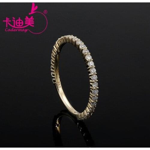 CADERMAY Luxury 18K Yellow Gold Lab Grown Diamond Eternity Ring 3/4 Bands G VS 1.5mm HPHT Diamond Engagement Anniversary Ring