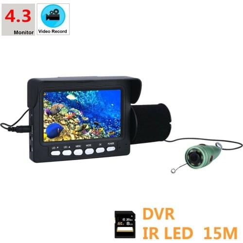 Underwater Fishing Video Camera Kit 6 PCS 1W IR LED Lights with 4.3" Inch HD DVR Recorder Color Monitor Aluminum alloy Camera