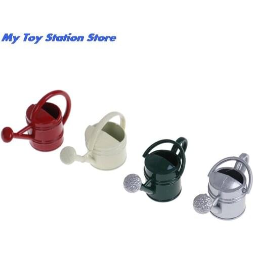 Tin Metal Dollhouse Miniature Watering Can Handicrafts Model Dollhouse Decoration White Dollhouse Accessories Classic Baby Toys
