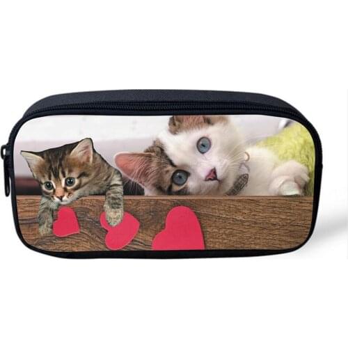 Cute Pet Cat Dog Printed Travel Cosmetic Bags Organizer Jeans Denim Blue Makeup Bags for Make Up Case Storage Animals Pencil Box