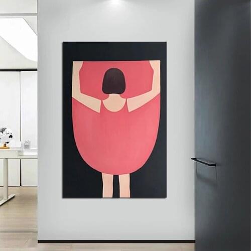 Cute Pink Dress Dance Girl Canvas Painting Modern Wall Art Decorative Picture Home Decor Living Room Sofa Background Posters