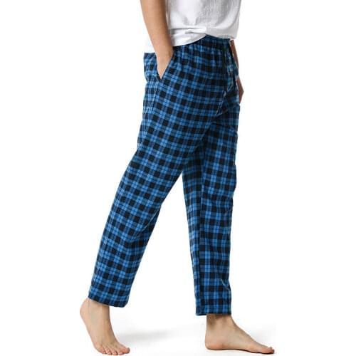 2021 Cotton Soft Flannel Plaid Mens Sleep Bottoms Plus Size Loose Sleepwear Male Casual Homewear Autumn Winter Yoga Trousers