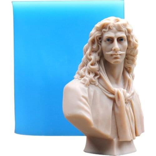 Silicone Soap Mold 3D Sculpture Moliere Handmade Craft Resin Making Tool Gypsum Statue Mould