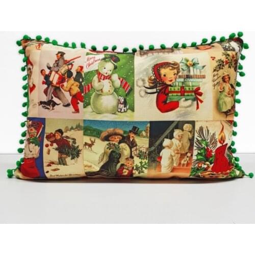 Pomegranate Pattern 2PCS Set Handmade Linen Fabric Cushion Cover Pillowcase