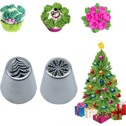 Cake Christmas Nozzles Set Santa Claus Christmas Tree Snow Mold Icing Piping Tips Russian Nozzle Pastry Cake Baking Tools