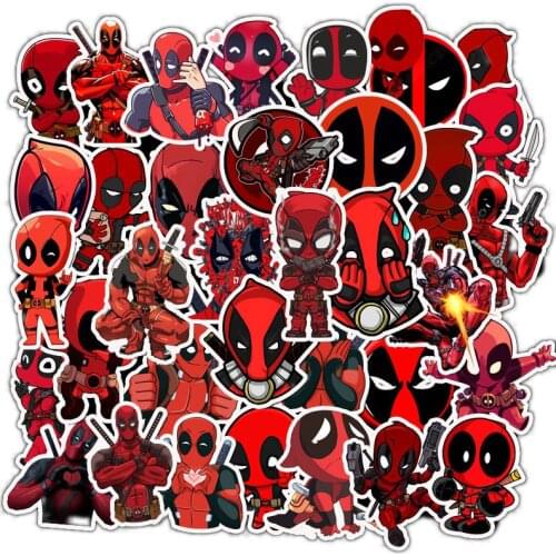 10/35Pcs Cartoon Marvel Deadpool Stickers Disney Avengers Funny Stikers Guitar Luggage Skateboard Laptop Waterproof Sticker Toys