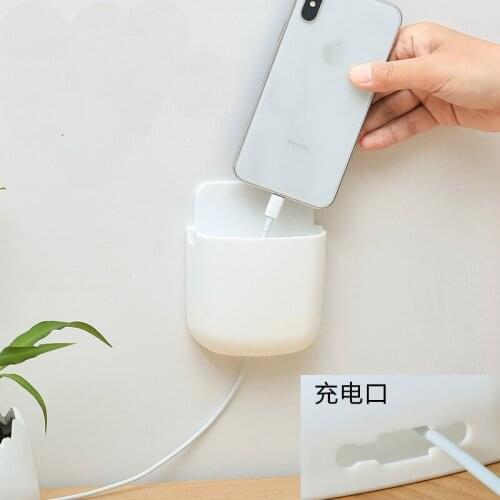 Wall-Mounted Remote Control Storage Box Sundries Organizer Bathroom Kitchen Wall Storage Rack Phone Charging Storage Box