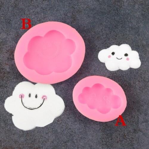 New Smiling Face Lovely Clouds Turn Sugar Silicon Mold Chocolate Mold Biscuit Mold DIY Cake Baking Decoration Mold A1662