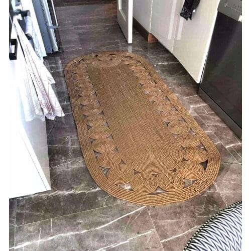 Hand Woven Jute Rug Kitchen Mat Modern Carpet in the Living Room Decor Area Entrance Door Bath Mat 100 natural Washable Rug