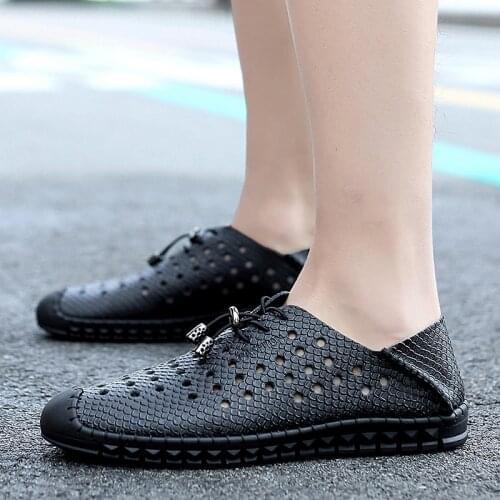 Mens Summer Shoes genuine Leather beach Sandals hollow out Men Shoes Man Footwear Zapatos De Hombre Chaussure Homme