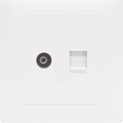 86 Type RJ45 TV Antenna+Network AdapterCoaxial Wall Mount Output Faceplate Panel Socket