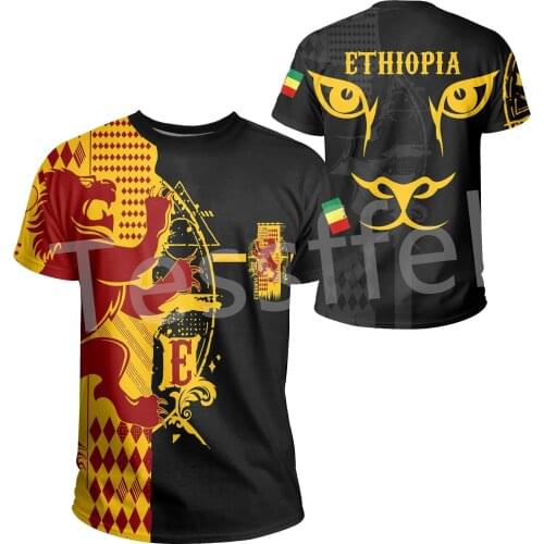 Tessffel Africa County Ethiopia King Native Tribe Lion 3DPrint Men/Women Summer Casual Tee Short Sleeves T-Shirts Streetwear A1
