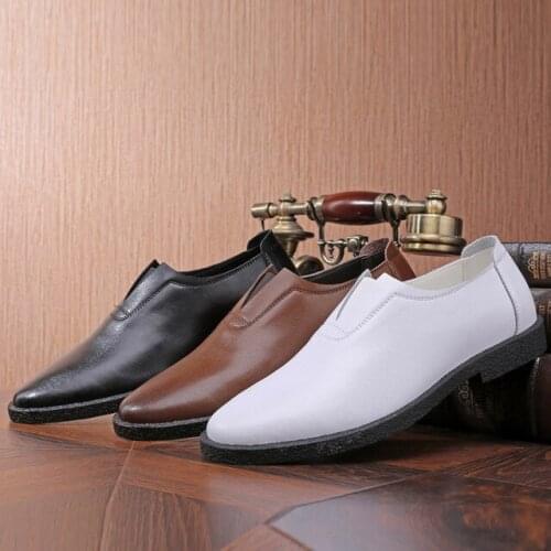 Single Shoe Man Flat Natural Genuine Leather Trend Of The British Youth Lazy Shoes Banquet Breathable Leather Men Shoes Dance
