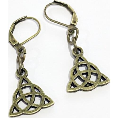 Irish Celtics Knot Earrings Women Simple Fashion Jewelry Antique Bronze Color Magic Wicca Viking Dangle Earrings for Female